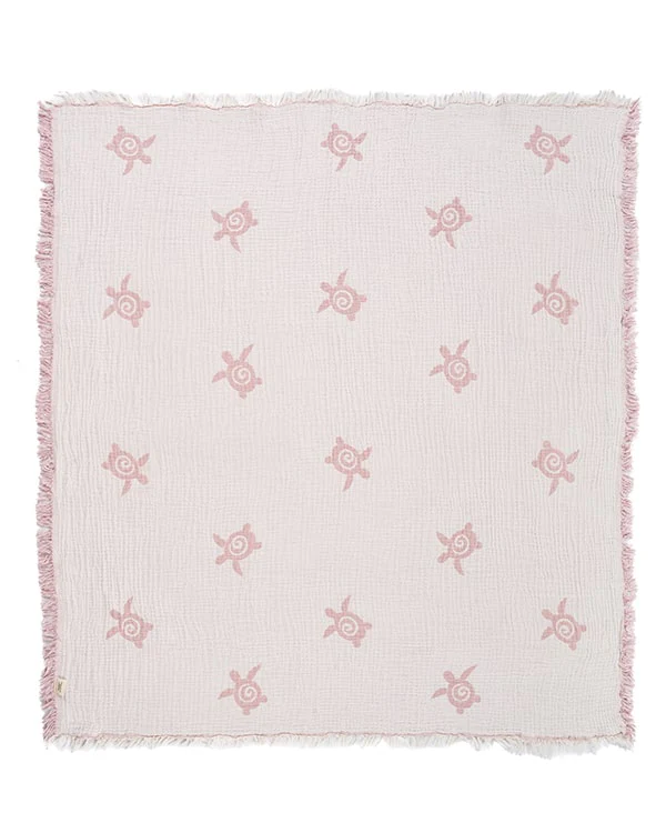 Baby Turtle Gauze Receiving Blanket Single with Pouch - Image 3
