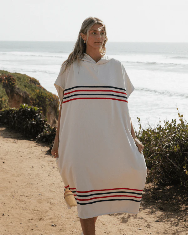 Border Classic Stripe Poncho - Red / Navy - Image 9