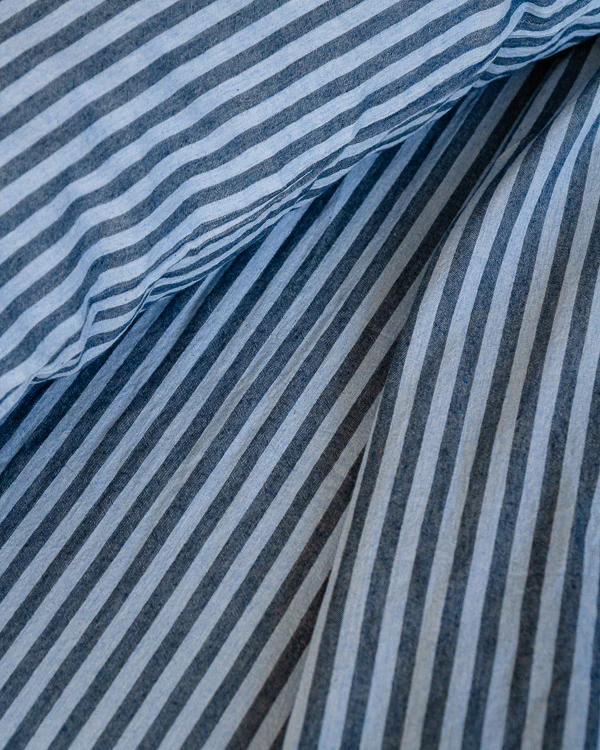 Classic Micro Twill Stripe Melange Sheet Set Indigo - Image 3