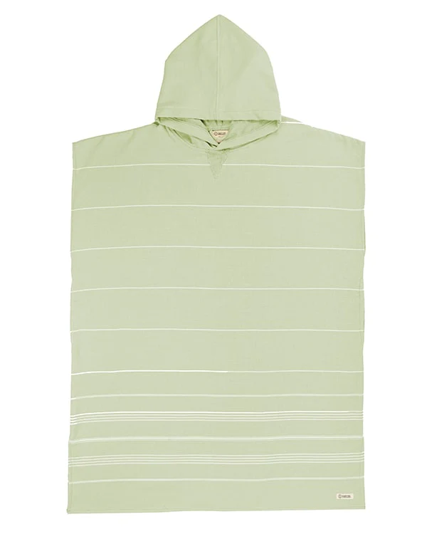 Classic Stripe Hooded Poncho - Celadon Green
