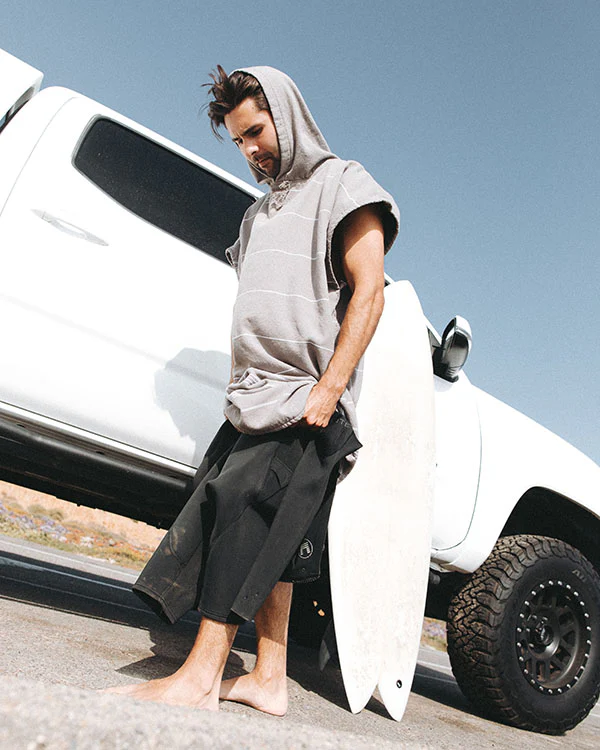 Classic Stripe Hooded Poncho - Grey - Image 8