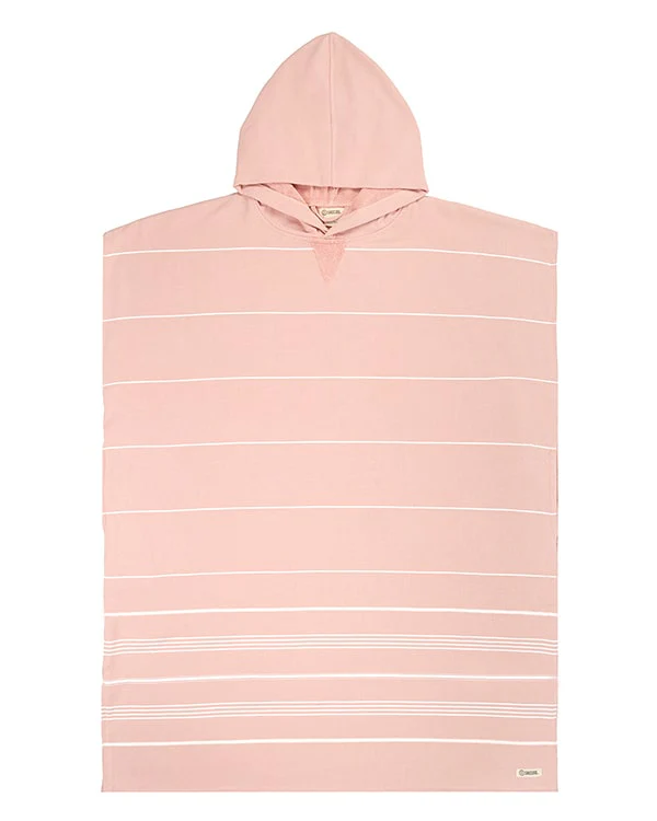 Classic Stripe Hooded Poncho - Misty Rose