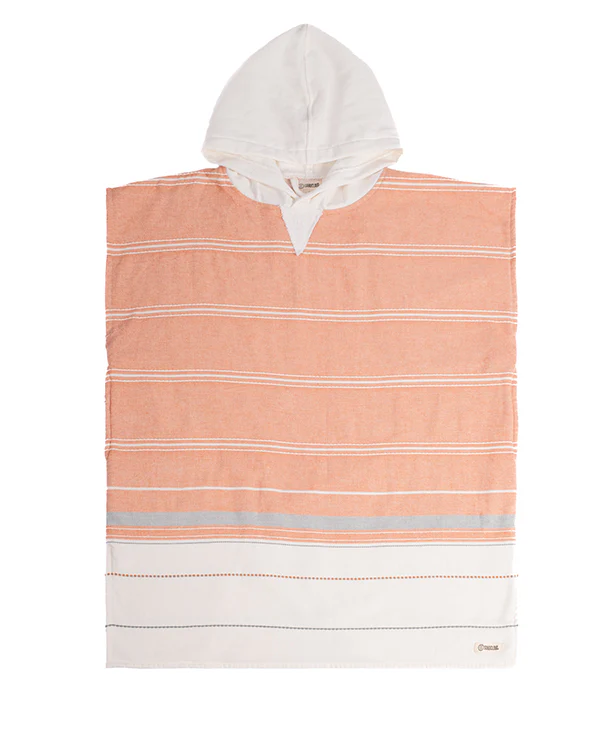 Colorblock Stripe Hooded Poncho Youth - Orange