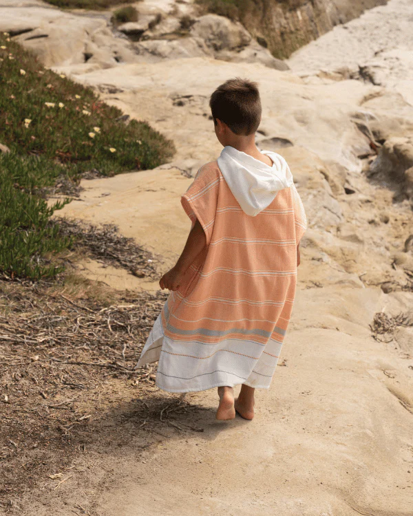 Colorblock Stripe Hooded Poncho Youth - Orange - Image 2
