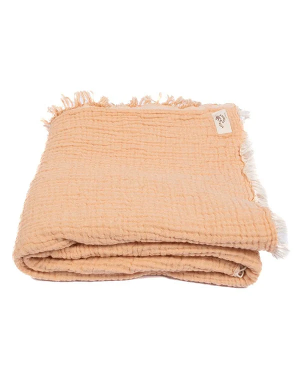 Little Fishies Gauze Receiving Blanket - Peach Fuzz - Image 7