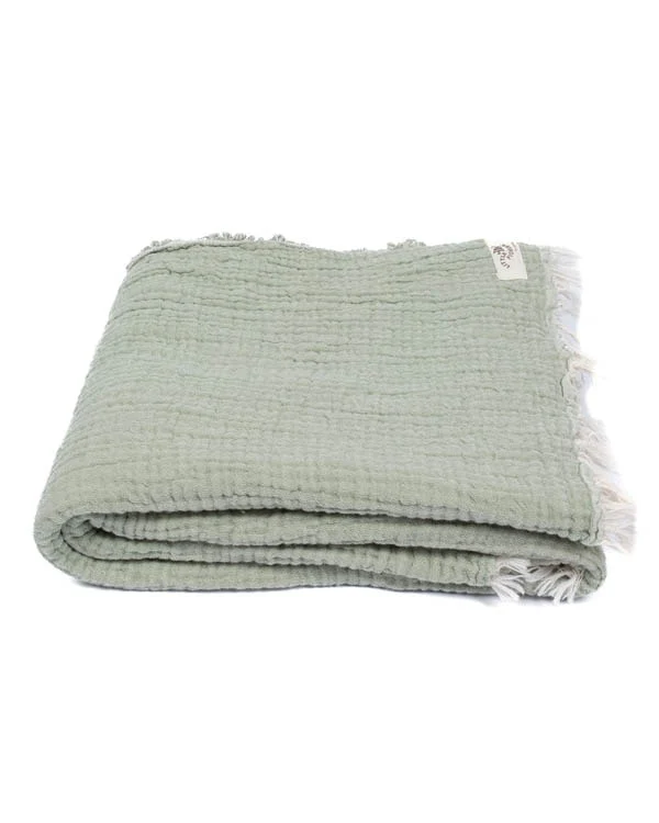 Little Fishies Gauze Receiving Blanket - Sage - Image 8