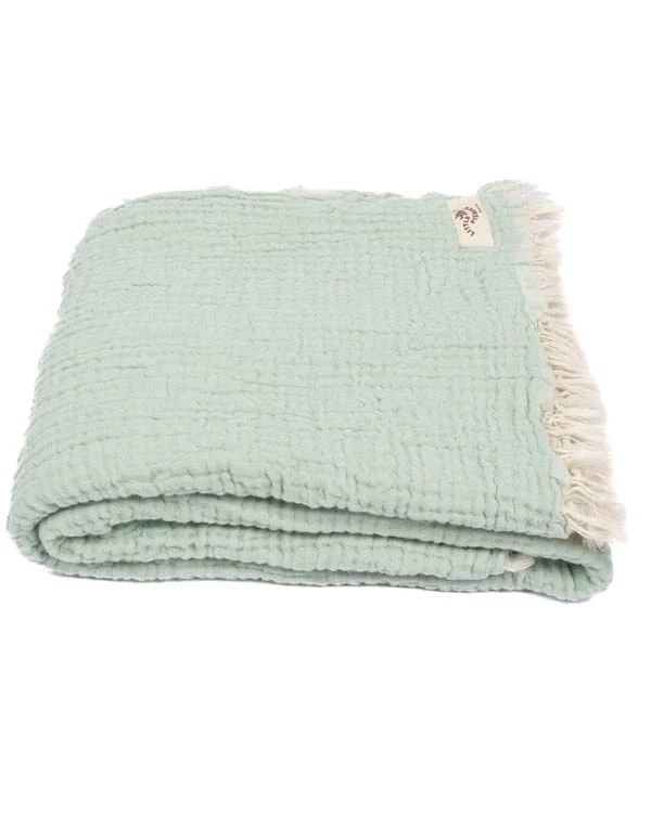 Little Fishies Gauze Receiving Blanket - Seafoam - Image 8