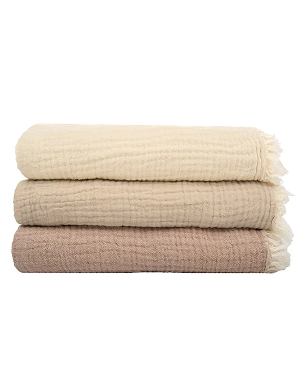 Little Fishies Gauze Receiving Blanket Set - 3 Pack - Natural / Beige / Warm Taupe - Image 11