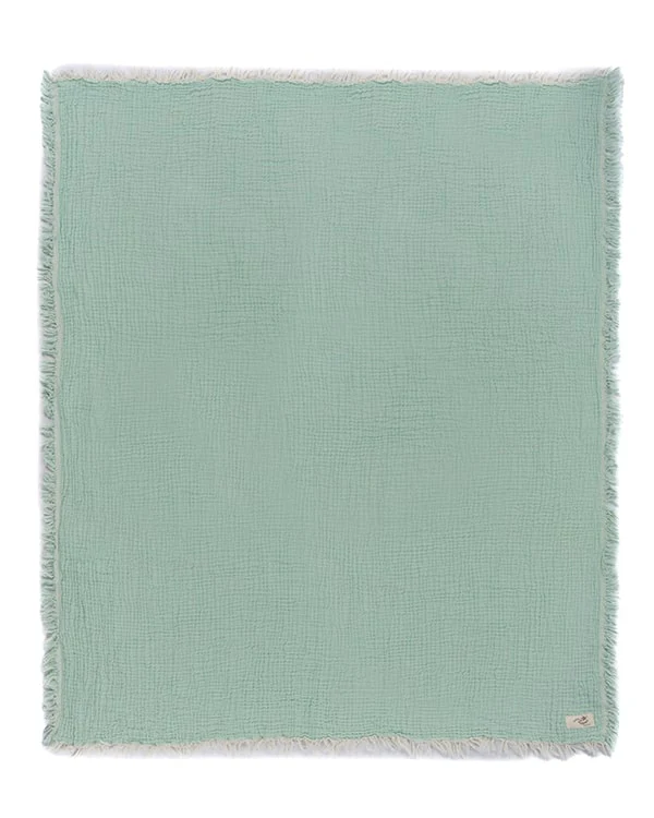 Little Fishies Gauze Receiving Blanket Set - 3 Pack - Seafoam / Peach Fuzz / Natural - Image 3