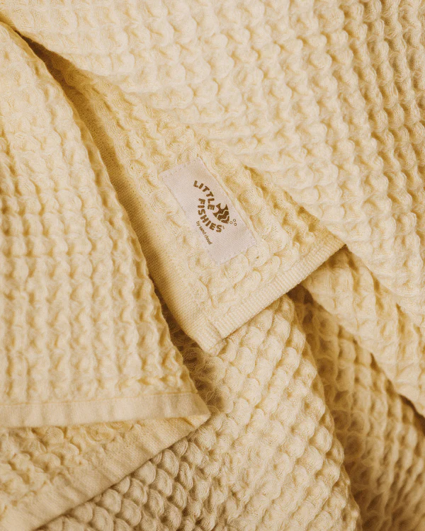 Little Fishies Waffle Blanket - Butter - Image 4