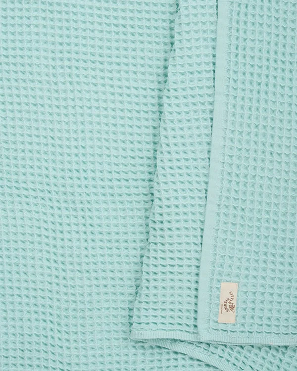 Little Fishies Waffle Blanket - Seafoam - Image 3