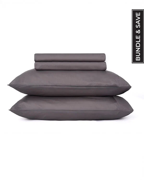 Luxe Sateen Sheet Set Steel Grey