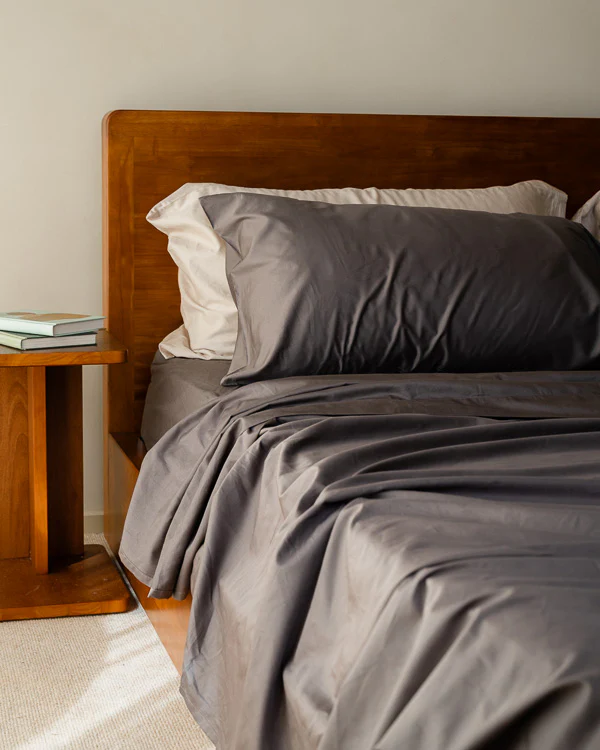 Luxe Sateen Flat Top Sheet Steel Grey