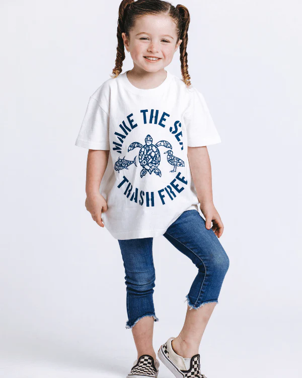 Make The Sea Trash Free Kids Tee - White