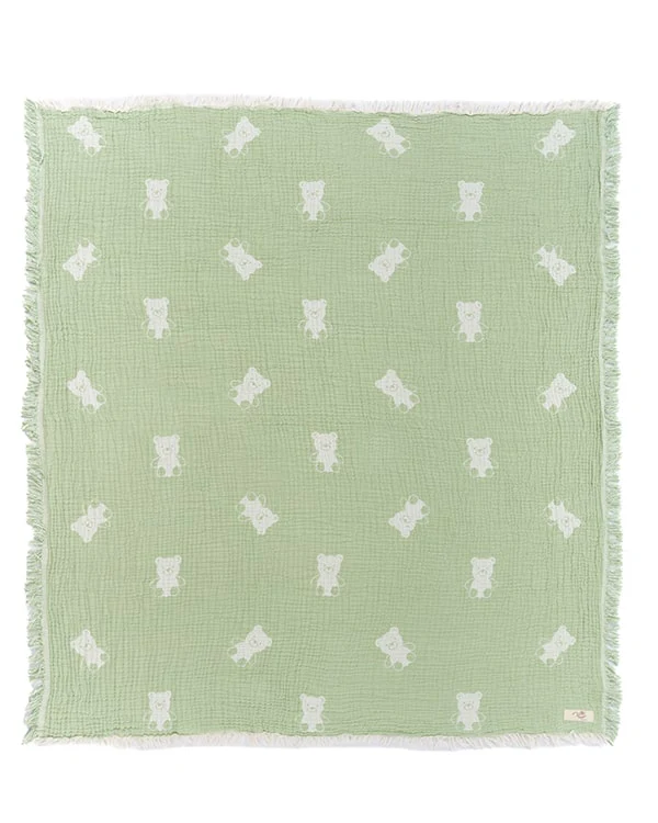 Teddy Gauze Receiving Blanket with Pouch