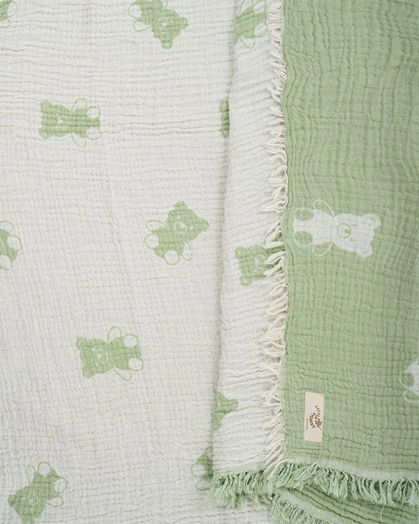 Teddy Gauze Receiving Blanket with Pouch - Image 3