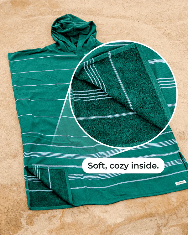 Terra Hooded Poncho - Teal Blue - Image 4